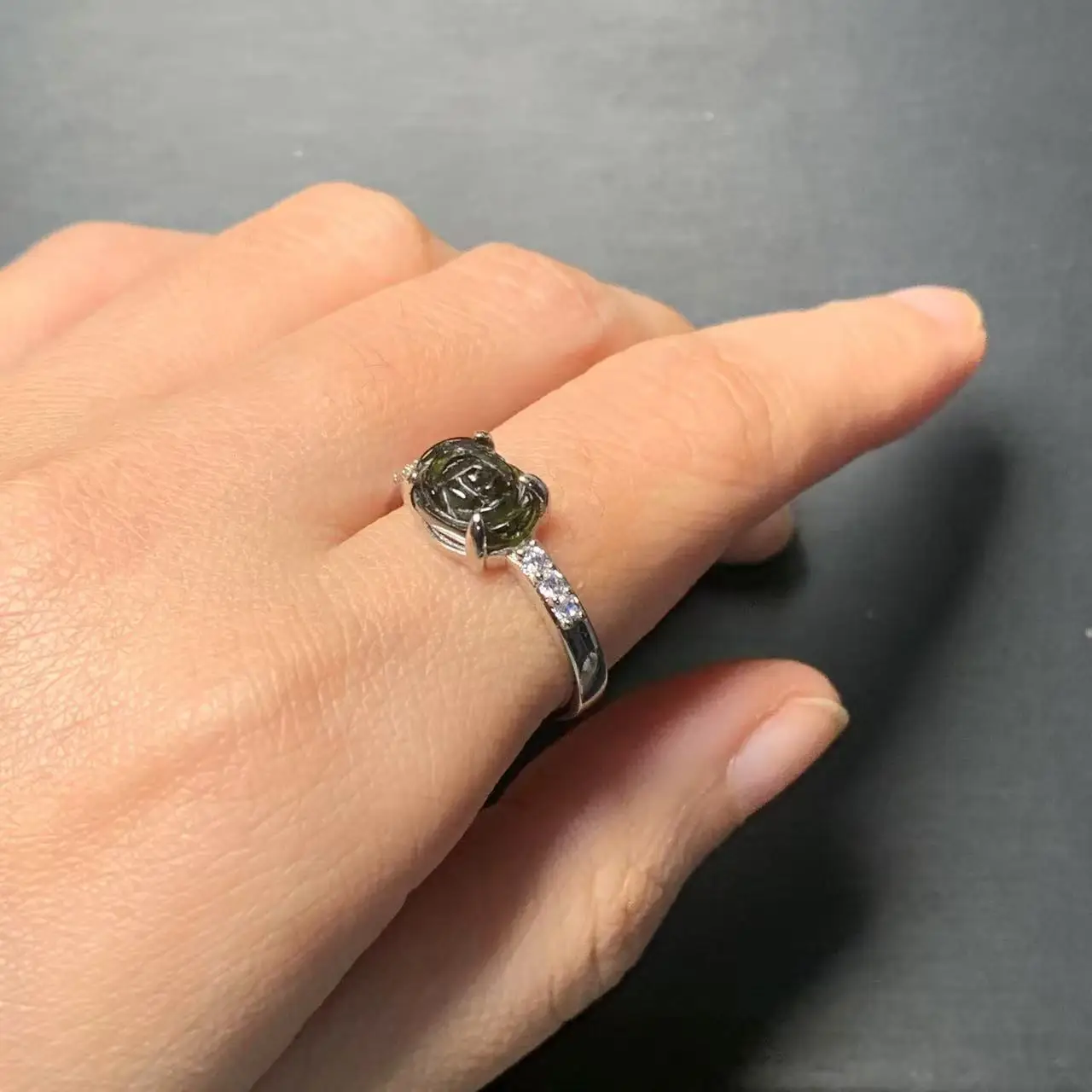 New Arrival Natural Tourmaline Rings Flower Female  Jewelry For Women Gift Copper Cute Stone Flower