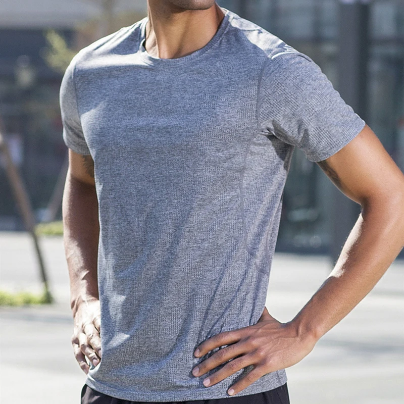 

Summer Gym Running Sport T-shirt Men musculation camisetas Quick-drying Fitness Training Sportswear Basketball Short Sleeve Tops