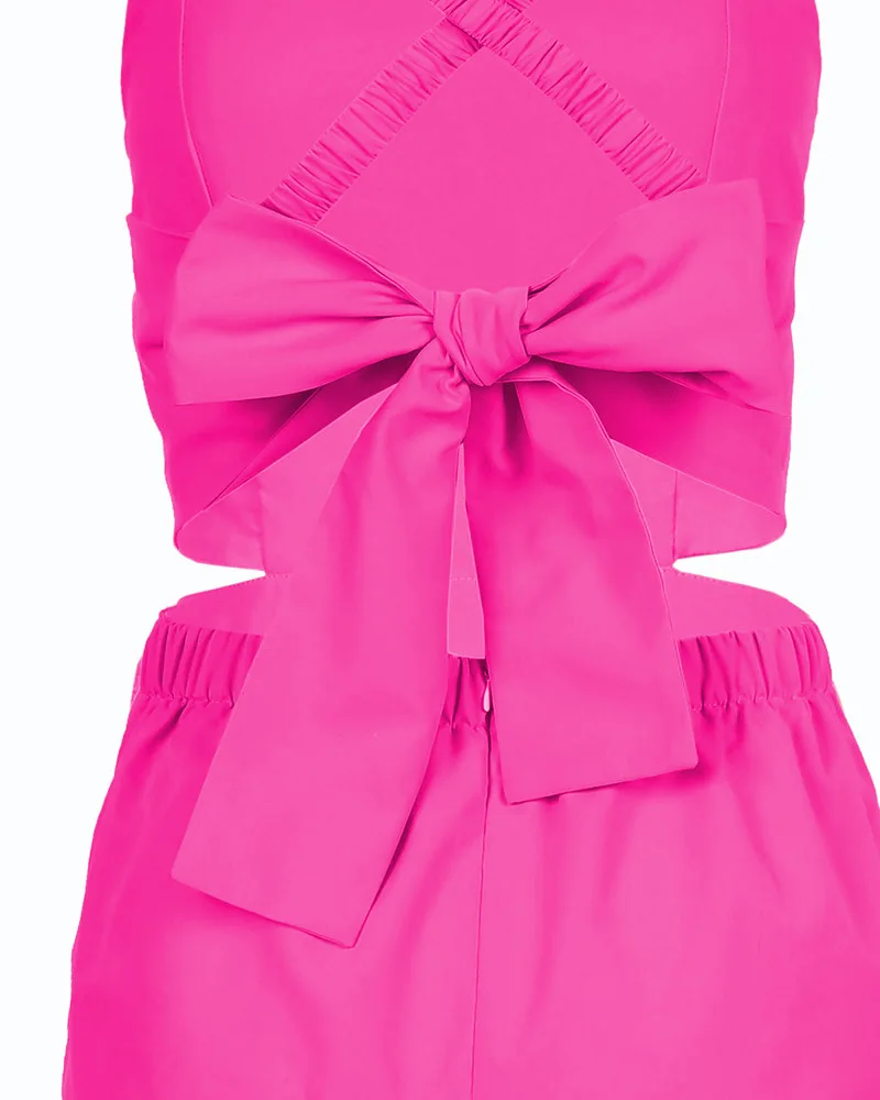 Women's Jumpsuit Elegant Square Neck Sleeveless Hollowed-Out Backless Printed Jumpsuits Suspenders High Waist Overalls for Women