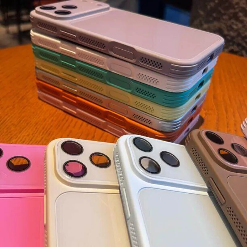 Glossy Tempered Glass Phone Case with Crystal Lens Protection and Shockproof Bumper
