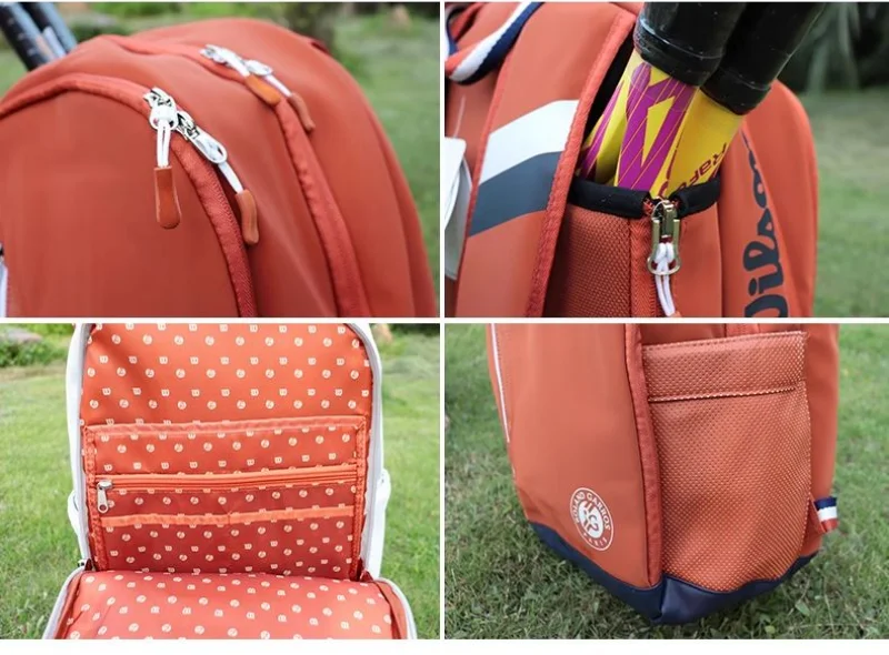 Wilson Tennis Bag Holds 2 Tennis Rackets Backpack French Open Shoulder Bag Court Racket Bag Men Women Padel Sports Backpack 4