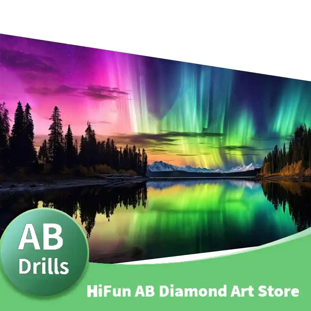 AB Drill Diy Diamond Mosaic Arts New Collection Northern Lights Aurora Natural Scenery Diamond Painting Full Rhinestone Picture