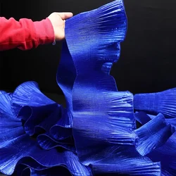 Metallic Big Wave Lace Fabric - 1 Yard, 15CM Wide for Sewing and Dress Accessories (Royal Blue)