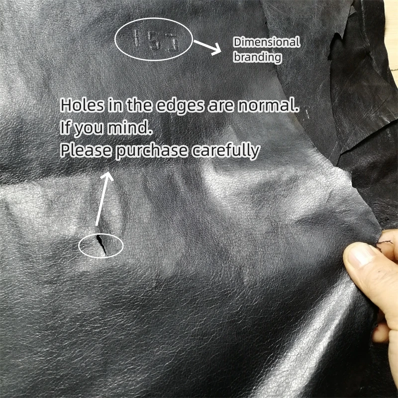 Ultra-Thin Black Sheepskin Leather Fabric - Premium First Layer Leather