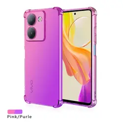 Shockproof Gradient TPU Protective Phone Case Cover - VIVO Y27S (Pink Purple)