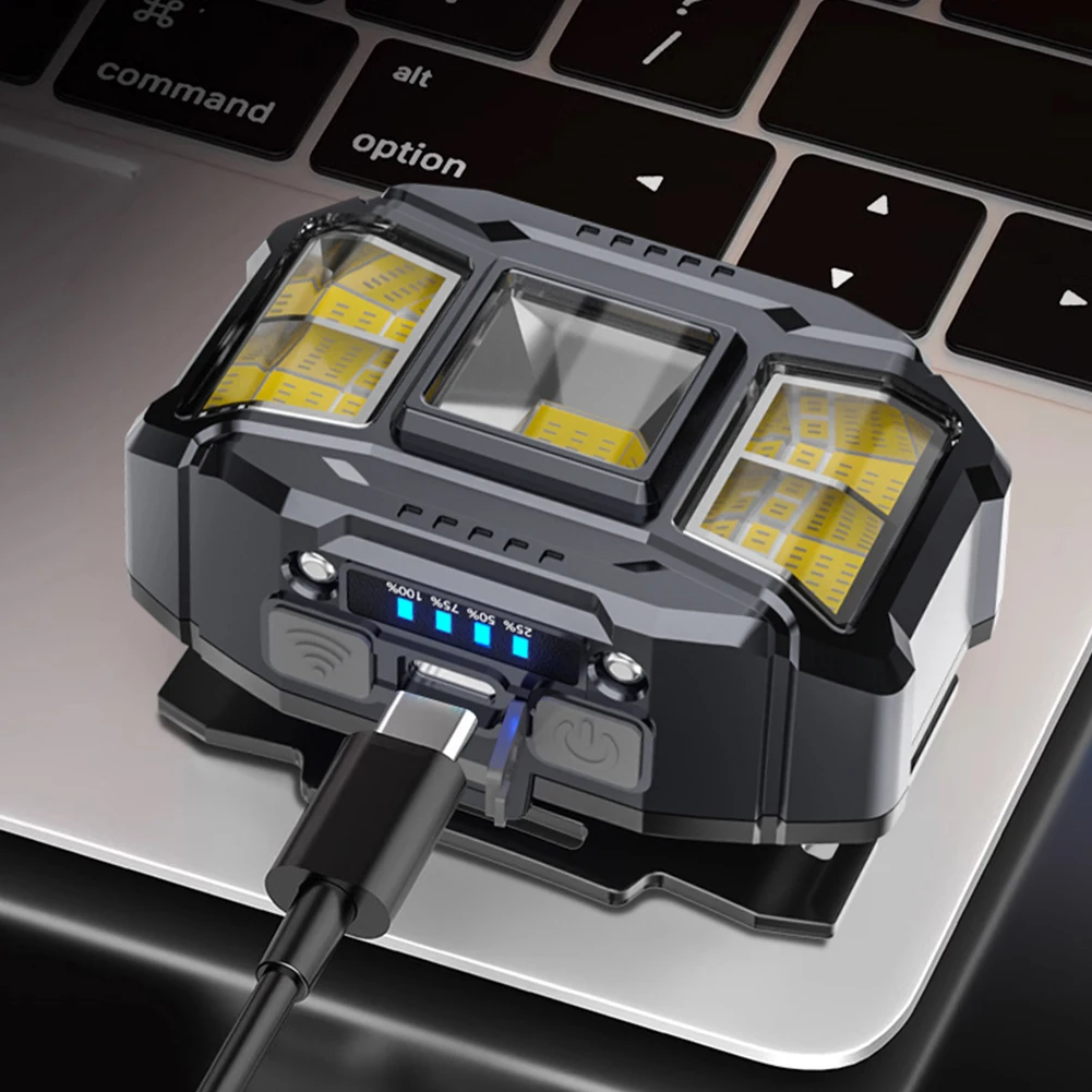 COB LED Outdoor Head Lamp Motion Sensor Strong Light Headlight Power Display Head Mounted Flashlight for Outdoor Night Fishing