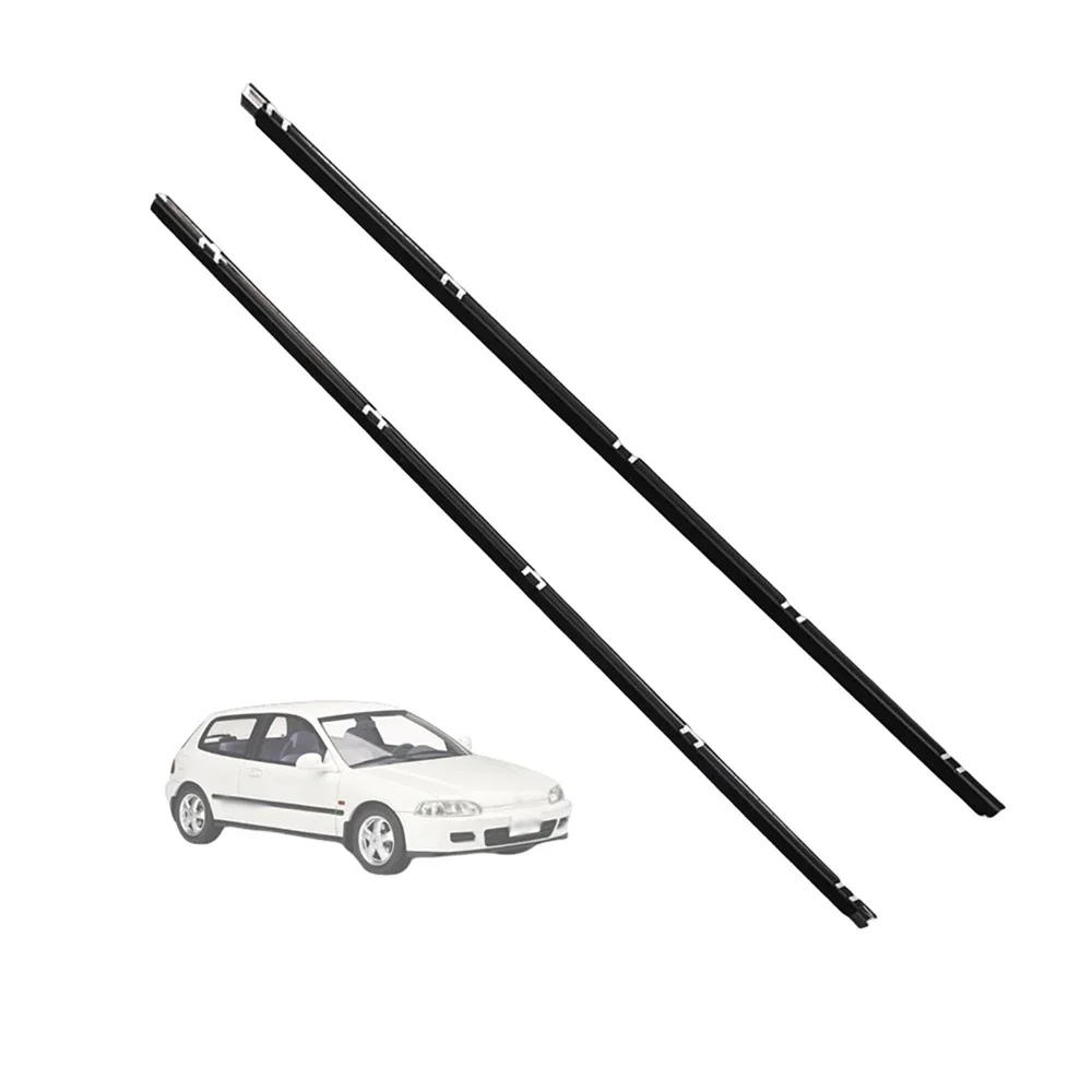 2Pcs Window Weatherstrip Belt Trim For HONDA Civic 1991-1995 72410‑SR3‑003 Waterproof Door Windows Glass Sealing Rubber Strips