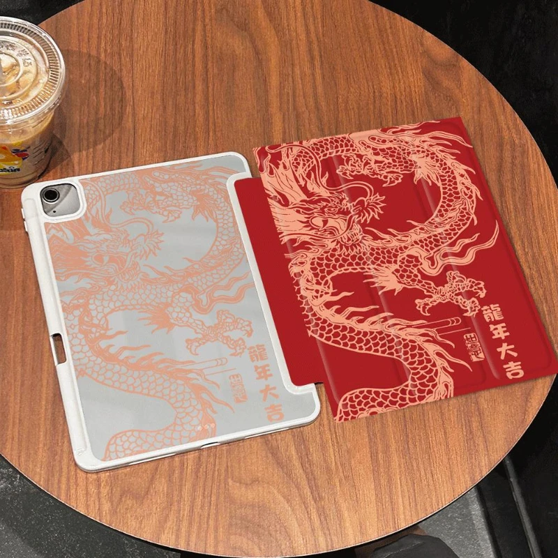 Exquisite Dragon Paint Smart PU Tablet Case