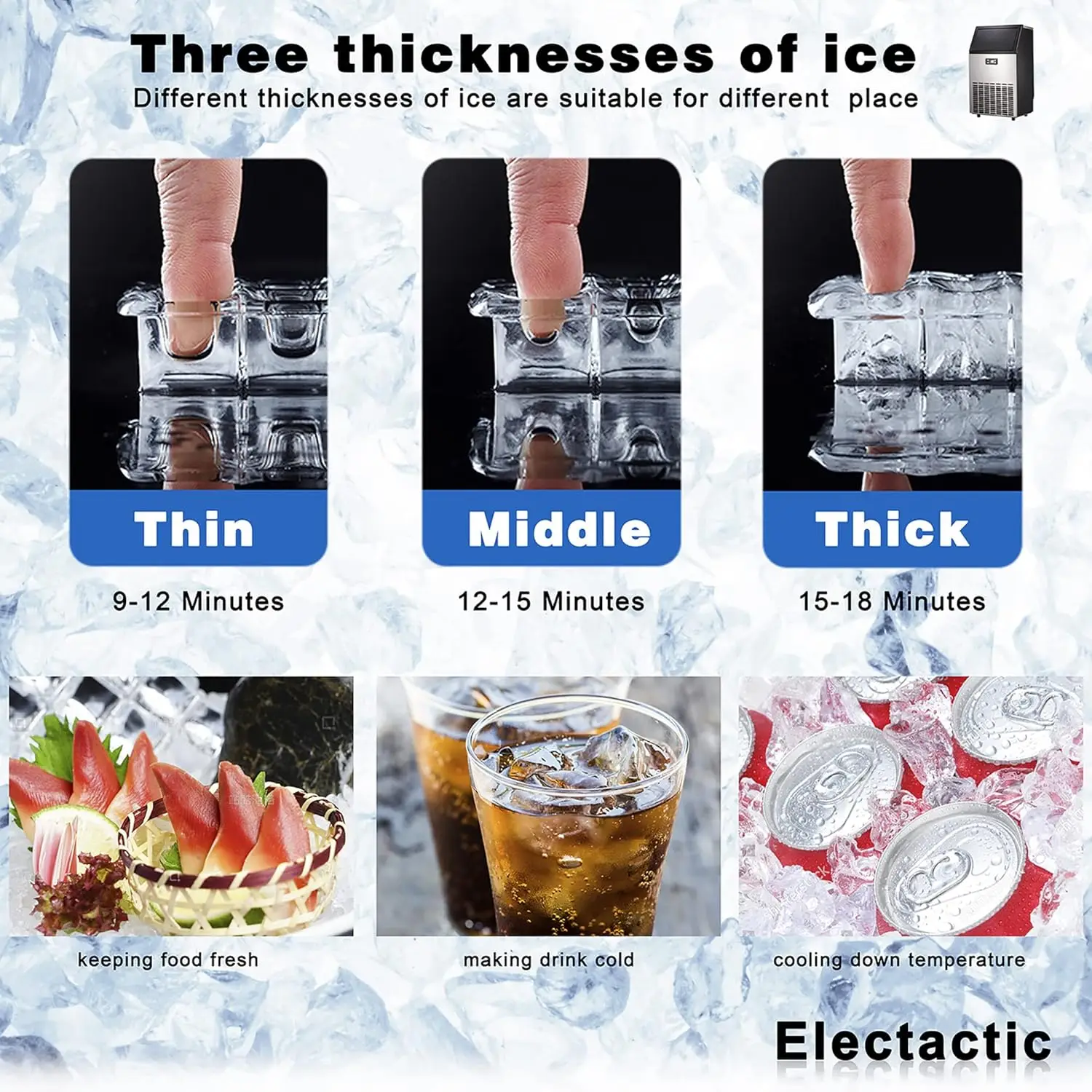 Ice Maker, 100Lbs/Day, Stainless Steel Ice Machine with 48 Lbs Capacity, Ideal for Restaurant, Bars, Home 4
