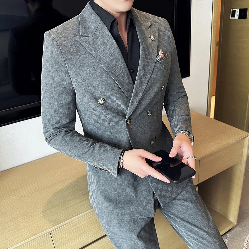 Men Suits Jacket Pants 2 Pieces