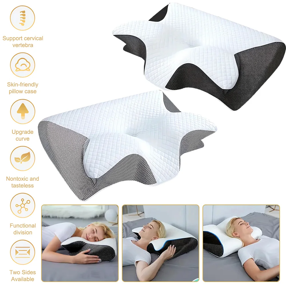 Comfortable Neck Pillow Suitable for Side, Back, And Stomach Sleepers - Ergonomic Contour Design, Soft Firm Support