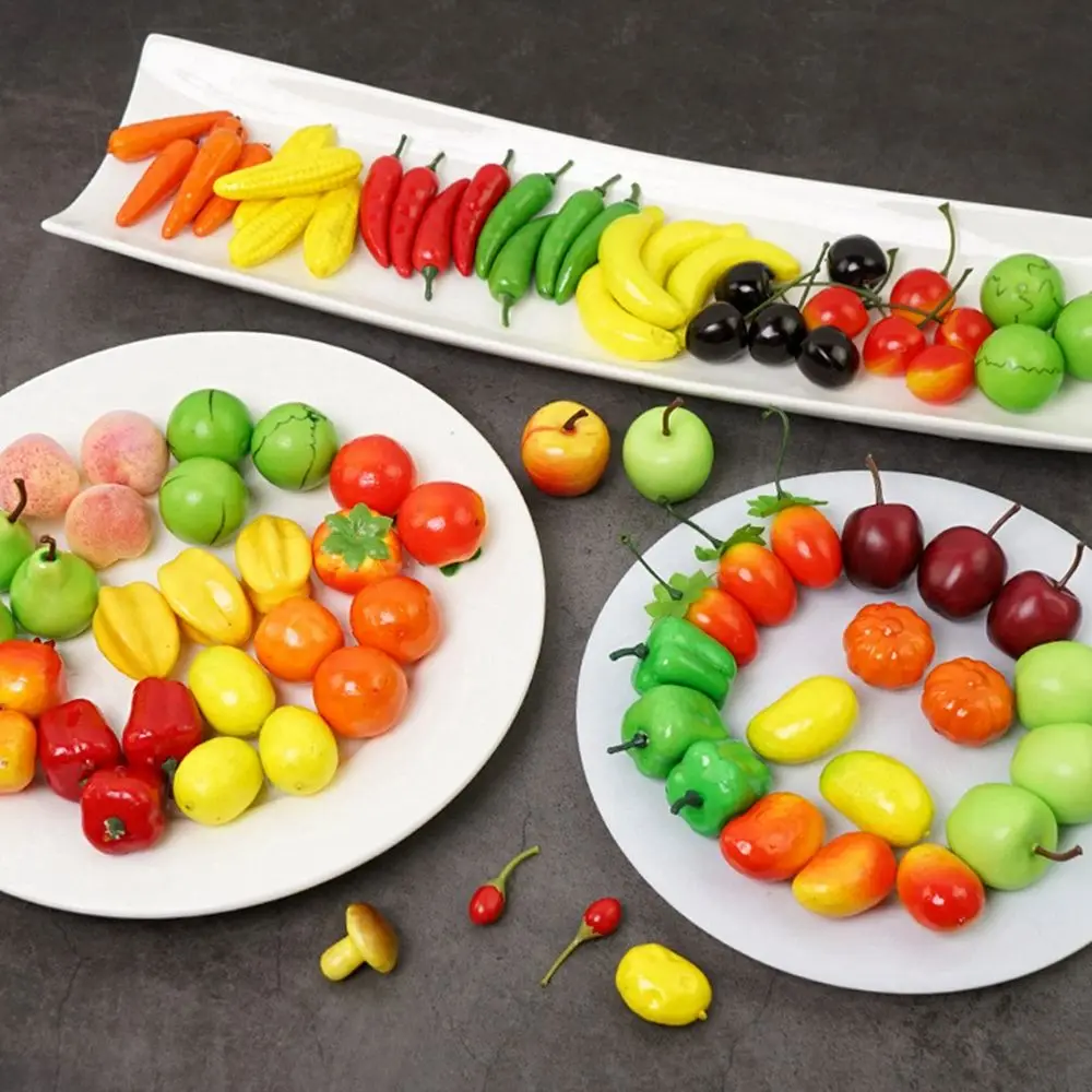 10pcs Artificial Fake Fruit Mini Simulation Fruits Vegetable Sets Home Decor Ornament Food Photography Props Festive Supplies