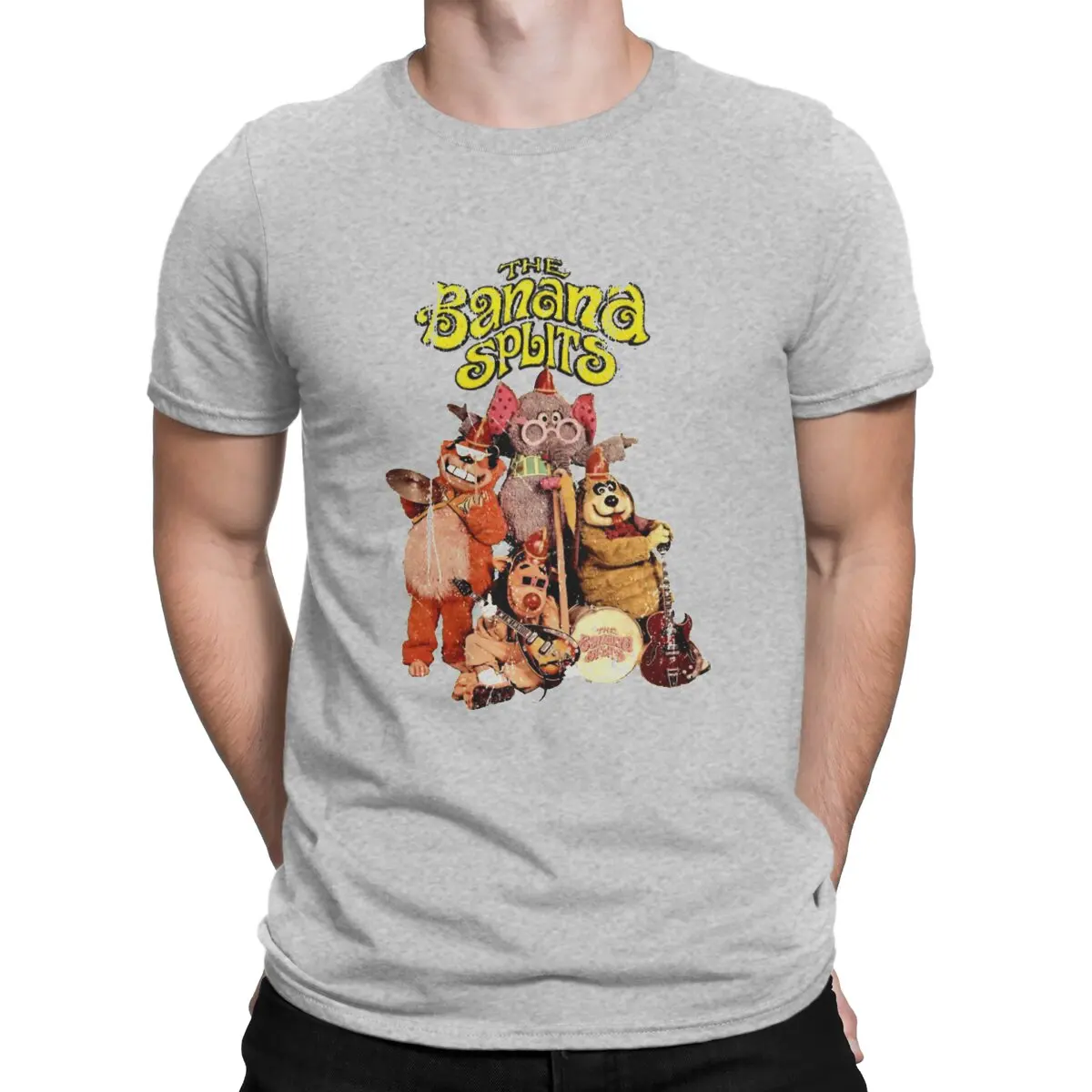 thumbnail image 1 of Camiseta Drooper desgastada para hombre, con dibujos animados de Banana Splits, cuello redondo, manga corta, tela, humor, regalos de cumpleaños de alta calidad., 1 of 7