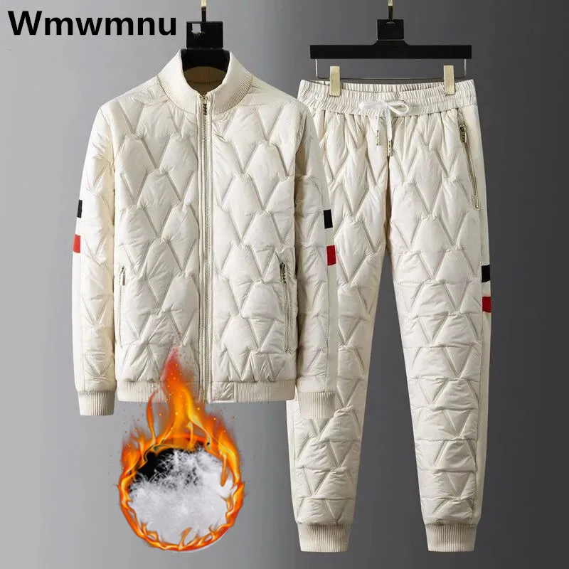 

Winter Cotton Quilted Tracksuit 2 Piece Set Warm Jackets Top Conjuntos Thick Down Jogger ​pants Outfits Loose Oversize 5xl Suit