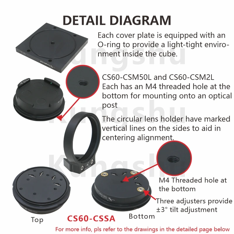 60mm 케이지 시스템 큐브마운트SM2 나사산 구멍연구광학 실험실LC6W