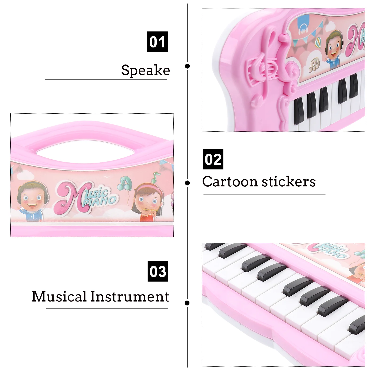 Jouet De Clavier De Piano Électronique Rose Cartoon Pour Enfants