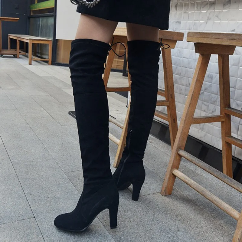 suede 80s high heel boots