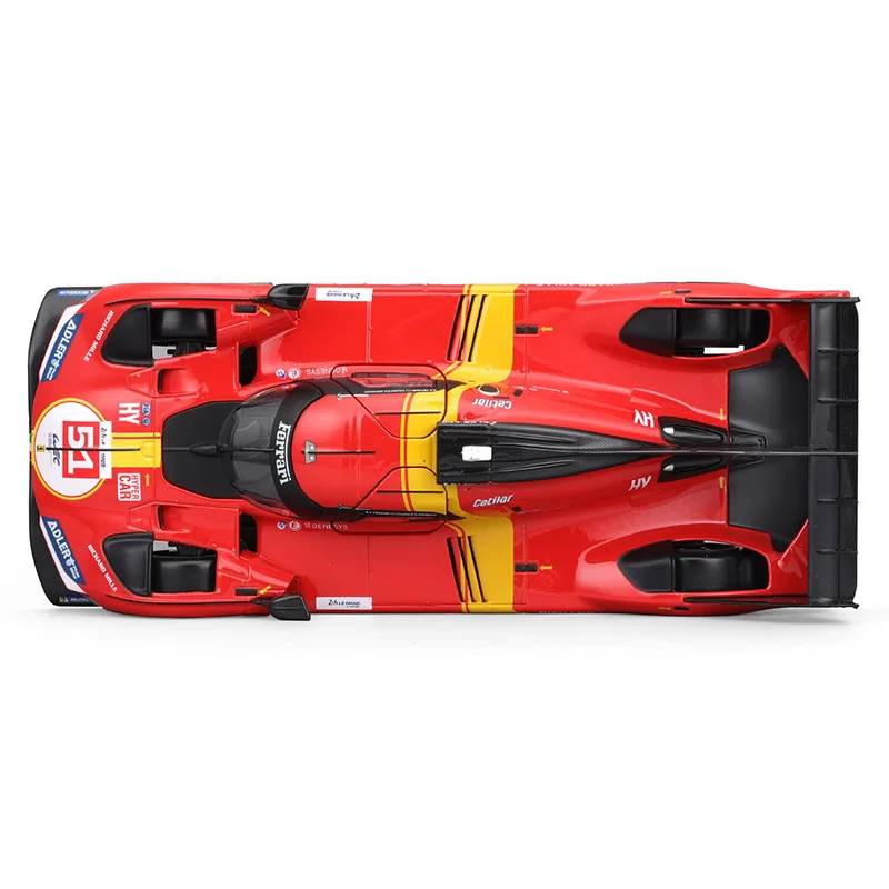 Bburago 1:24 24H Le Mans 랠리 페라리 499P 51 챔피언 다이캐스트 레이싱 카 모델, 차량 장난감 컬렉션, 어린이 선물