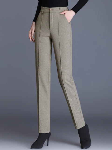  Pantalones de lana gruesa para mujer, pantalones