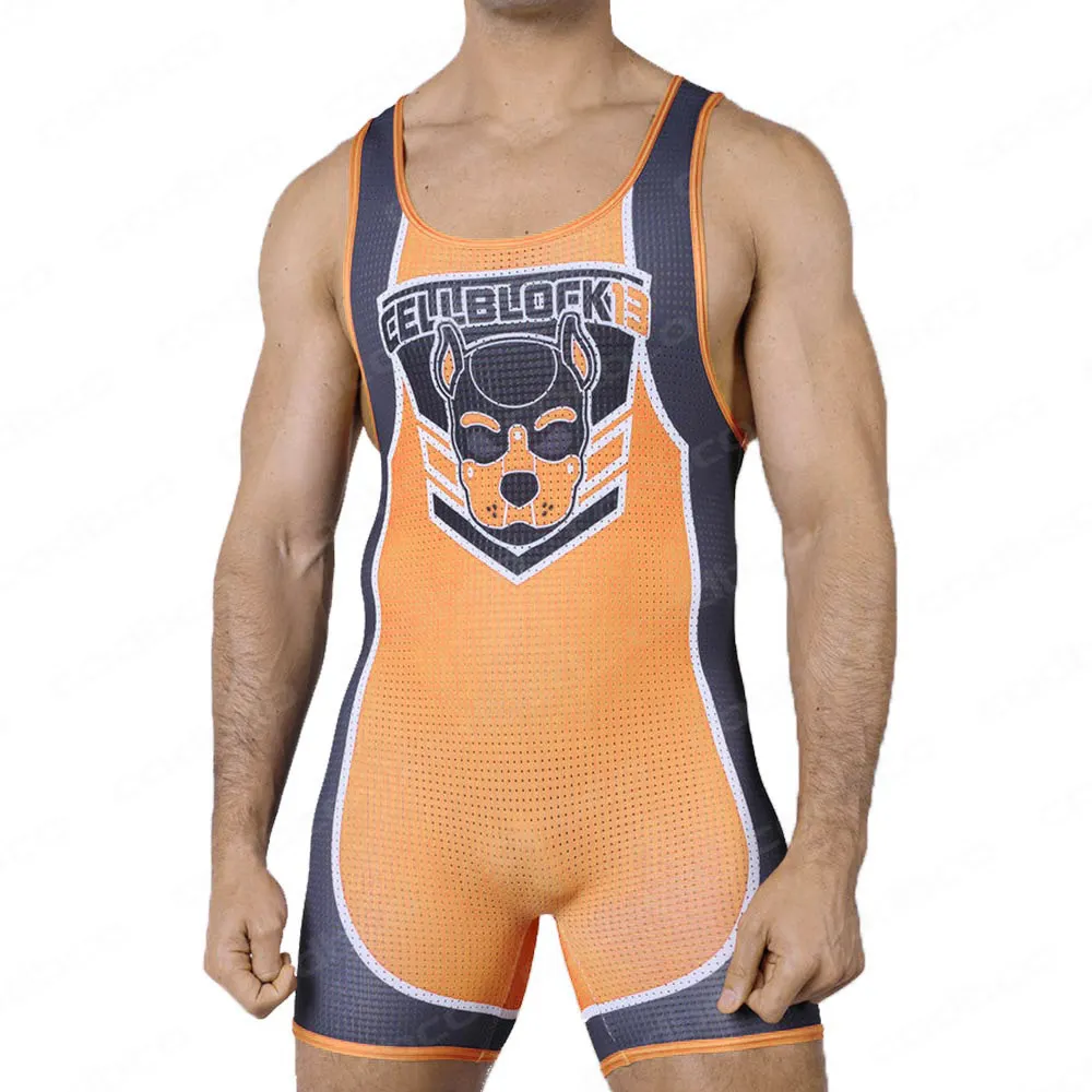 Men's Wrestling Singlet Suit Sleeveless One piece Bodysuit Tummy Control Wear Boxing GYM Iron Triathlon PowerLifting Outfit sports suit powerlifting singlet