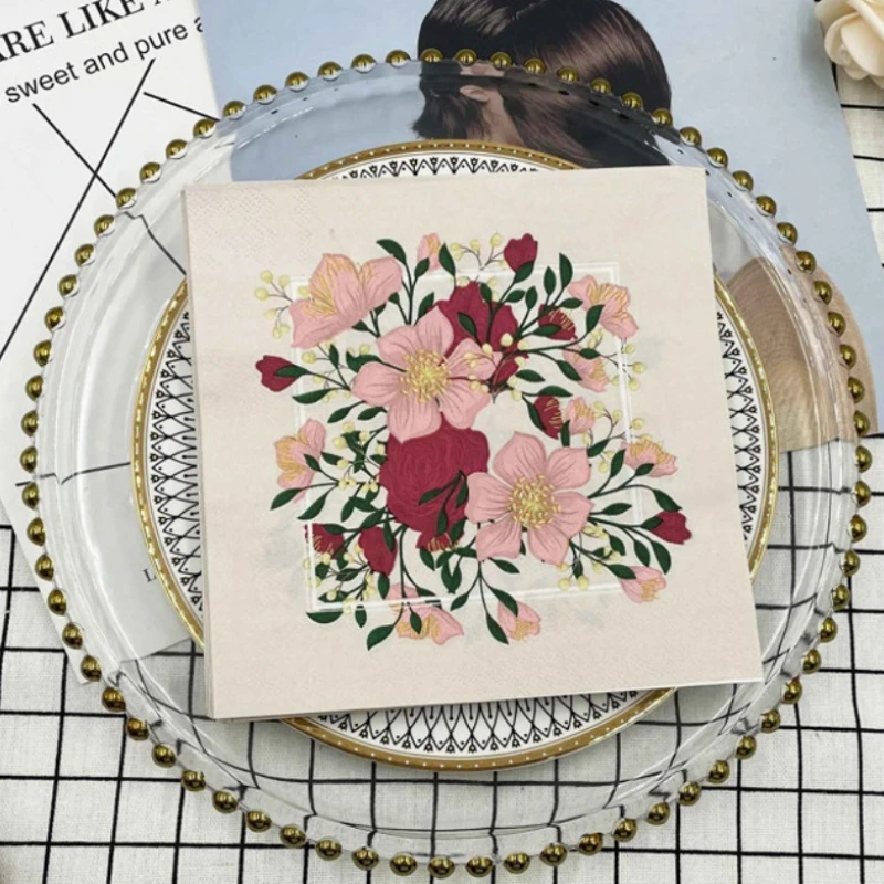 Colourful Printed Napkins Flowers and Grass Models Baking Western Restaurant Special Paper Square Paper Placemats 33