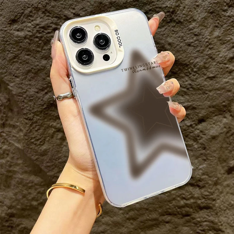 thumbnail image 1 of Funda para teléfono con diseño gráfico láser mate con estrellas manchadas para iPhone 16, 15, 14 Pro Max, fundas para iPhone 11, 12, 13, XS, X, XR, 7, 8 Plus, 15, cubierta enchapada, 1 of 5