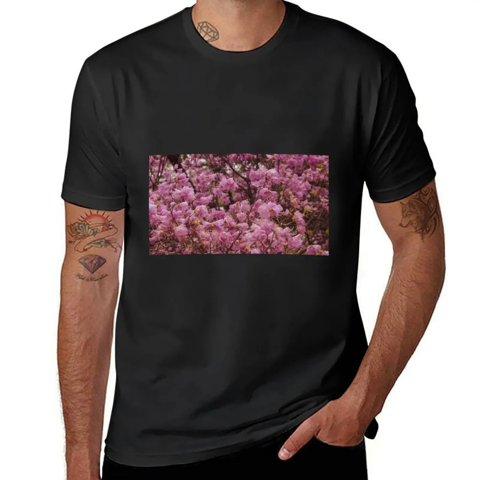 

Warm Pink Flowers T-Shirt Aesthetic clothing summer top funnys Men's cotton t-shirt