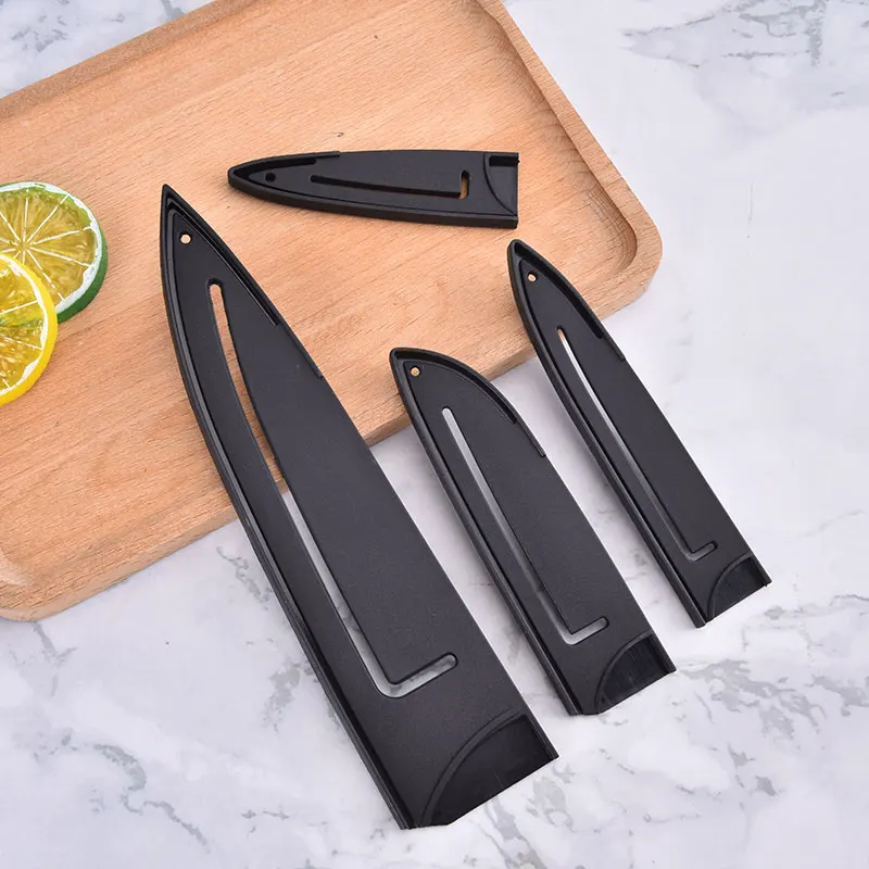 Knife Scabbard Black Plastic Knife Cover Kitchen Knife Sheath Protective Fruit Knife Acessórios Para Cozinha Universal Cover