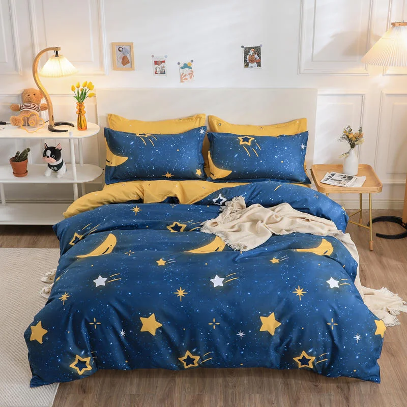 Solstice Home Textile Cyan Cute Cat Kitty Duvet Cover Pillow Case Bed Sheet Boy Kid Teen Girl Bedding Covers Set King Queen Twin