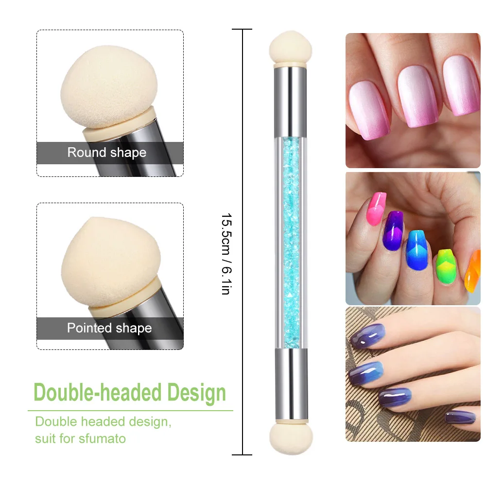 Nail Art gradient Sponge Brush Double-ended Nail Art Brush Acrylic Nail Gradient Shading Pen Nail Powder Brush Manicure Tools