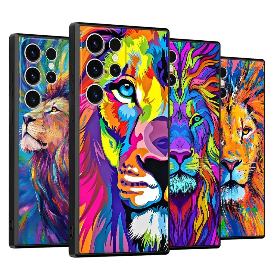 Black Soft Shell Case with Colorful Anime Lion Design