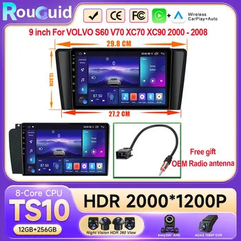 Radio Multimedia para Auto Android 16 de 9 Pulgadas para VOLVO S60 V70 XC70 XC90 2000-2008, Reproductor de Video, Navegación GPS, Sin DVD 2din, QLED 1