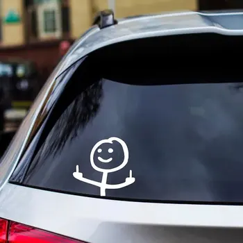 13.9x15cm Creative Funny Car Stickers Middle Finger Styling Auto Windshield Door Trunk Sticker Decals Exterior Car Accessories