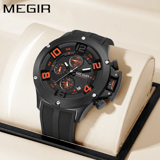 MEGIR Sports Silicone Strap  Quartz Watch for Men Multifunction Waterproof Luminous Chronograph Mens Watches Top Brand Luxury 1