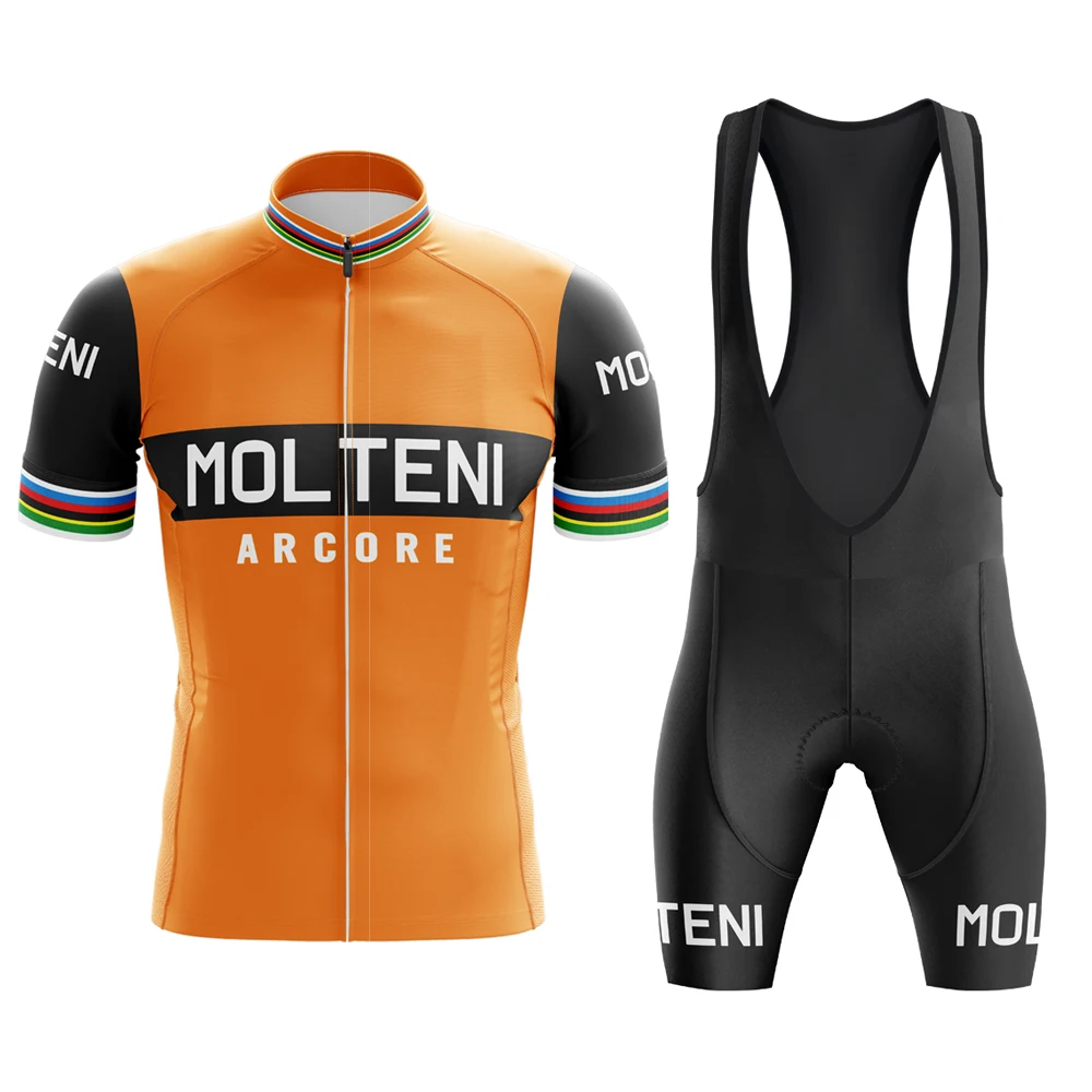 thumbnail image 1 of Conjunto de maillot de ciclismo retro Molteni para hombre, de manga corta, pantalones de montar, ropa clásica de montaña, maillot de ciclismo de triatlón, 1 of 4