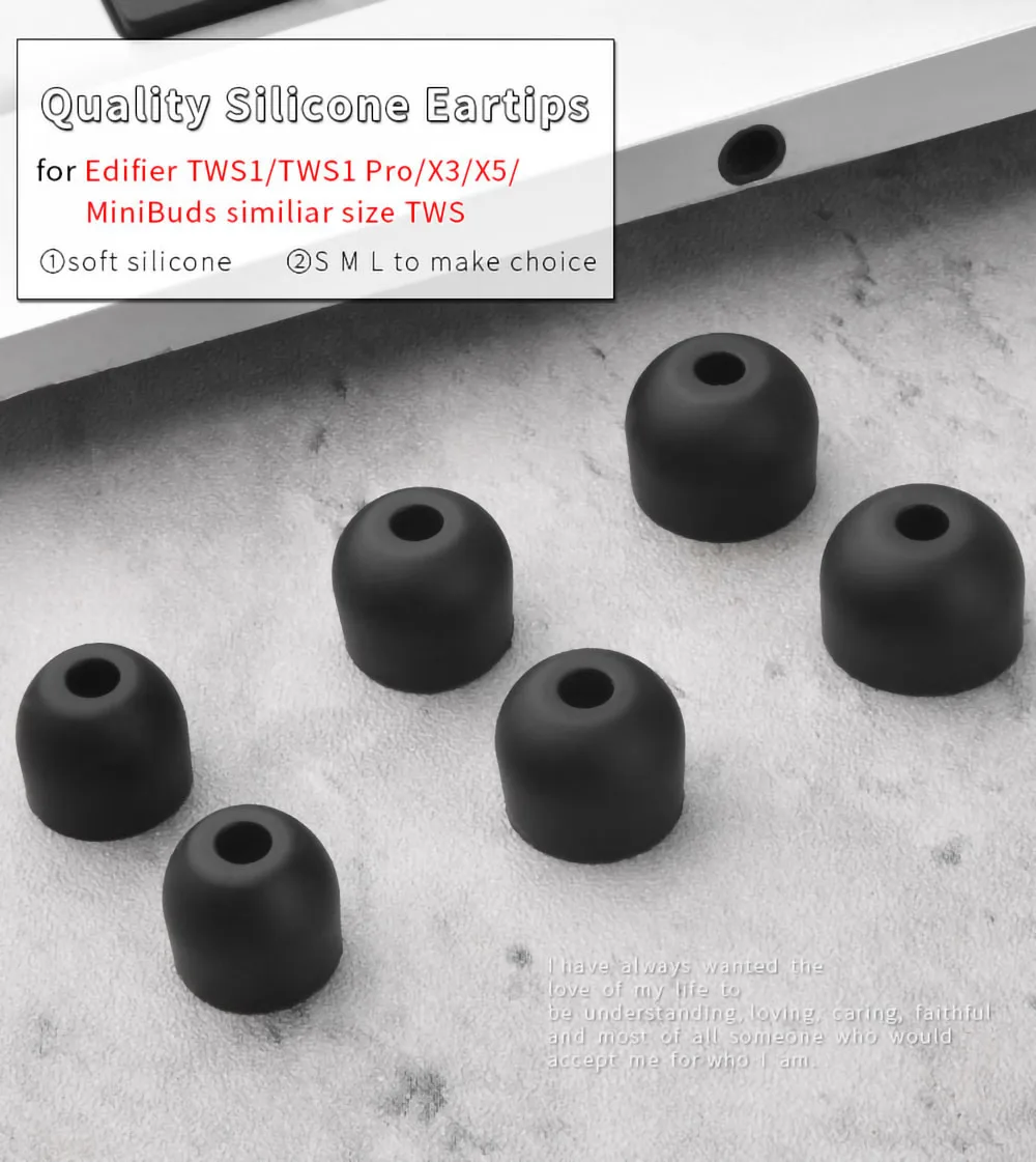 6Pcs for Edifier TWS1/TWS1 Pro Earbuds Eartips for X3/X5/Minibuds TWS Earphone Silicone Ear Tips Soft Earplugs 4-5mm