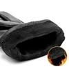 Mens Winter Black Leather Gloves Fleece Touchscreen Lined Water-Proof For Motorcycle Driving Dress Real Sheepskin Warm 3
