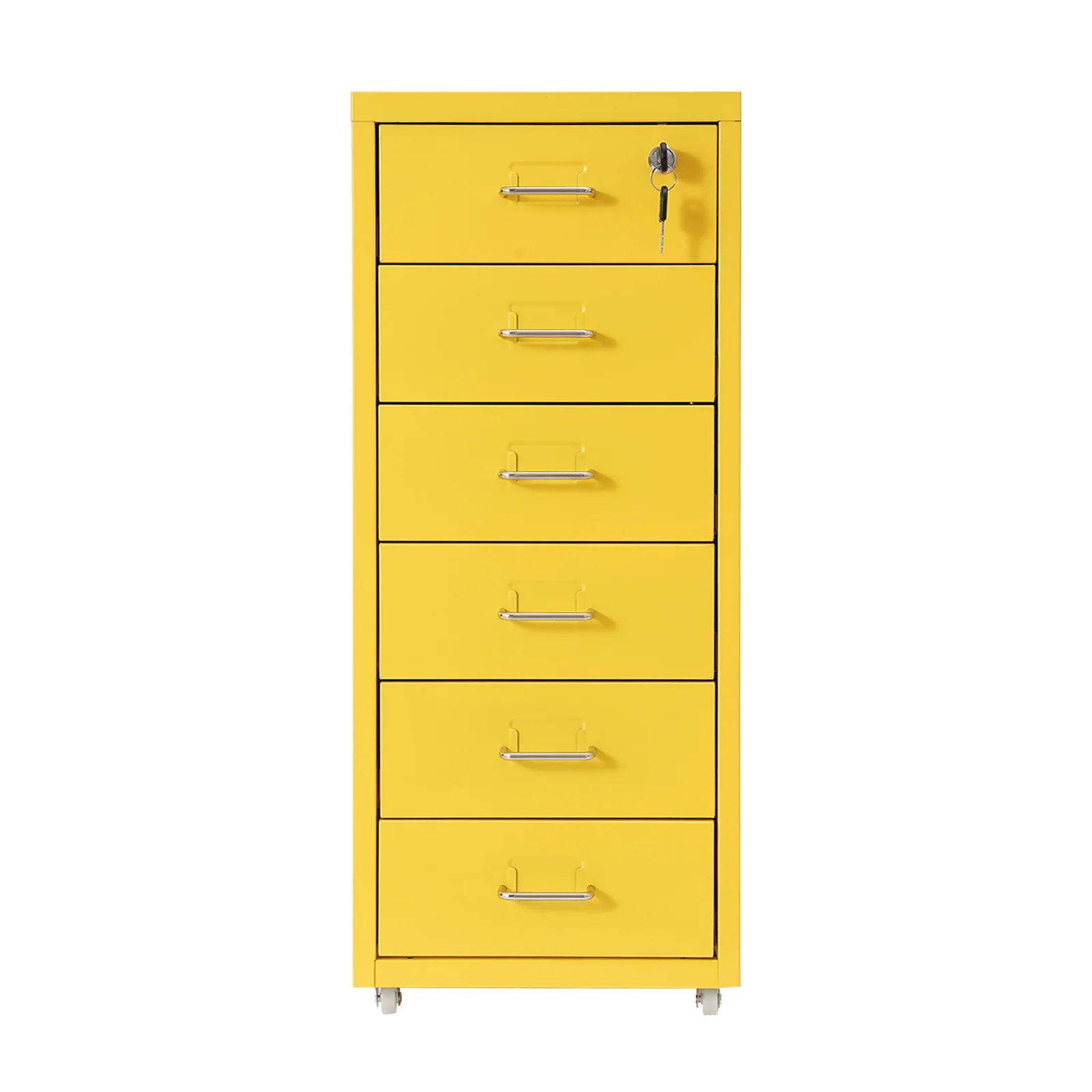Burgundy Lockable Rolling Metal File Cabinet| 6-Drawer Home Office Document Storage