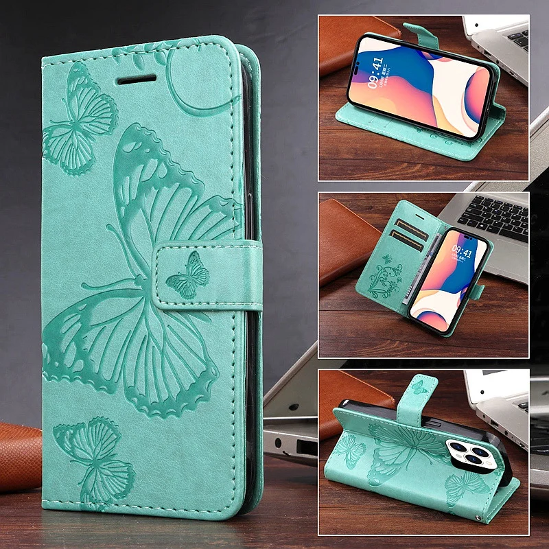

Book Case for Xiaomi Redmi Note 11 11 Pro 10 9 8 Pro Redmi 10 10C 10A 9C 9A 9T 9 8 8A Embossing Butterfly PU Leather Flip Cover