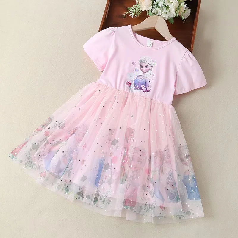 

Disney Summer Kids Dress Clothes Pretty Girls Dresses Frozen Elsa Anna Princess Party Costume For Children Outfits Clothing 3-9Y