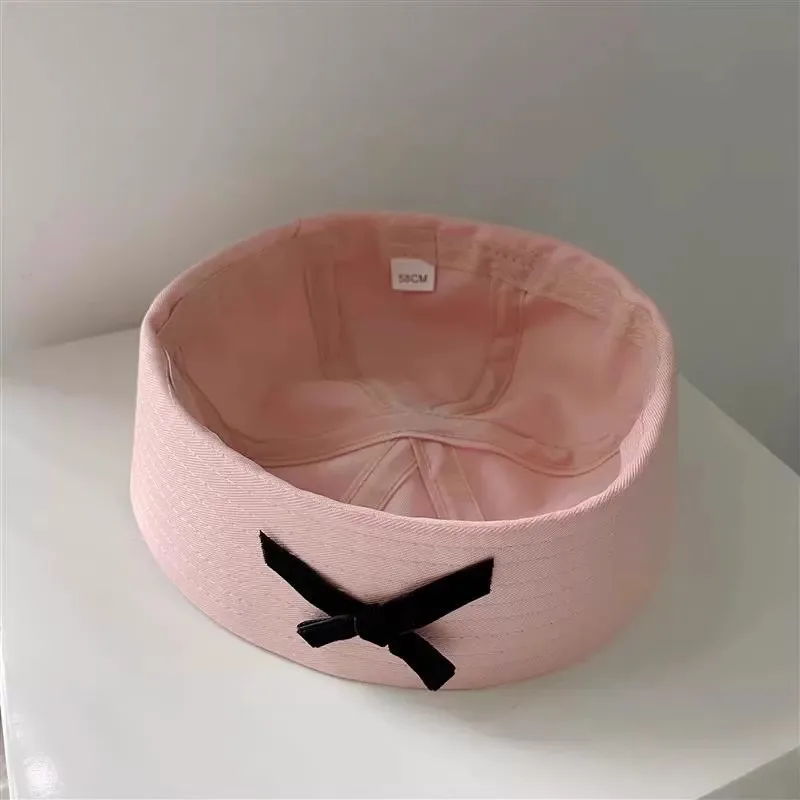 Mode Erwachsene Französisch Hut Leder Klassisch Slouchy Baker Niedlich Rosa Matrosenschleife Vielseitige Kappe Süßes Mädchen Shaberet Flip-Top 8M18 – Detail 18
