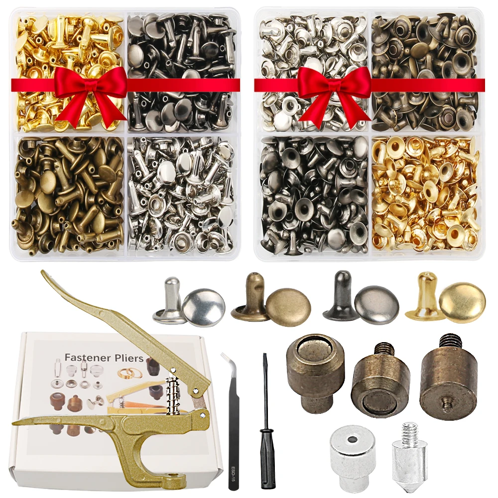 Leather Tools Leather Craft Tool Kit Leather Craft Tools Leather Craft Tool 200sets 4 Colors Metal Cap Rivets Punk Stud Round Nail Spike Tool Diy Leathercraft Shoes Bag Belt Handmade Accessories