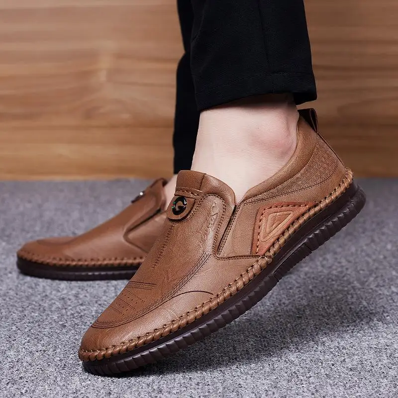 Man Retro Penny Handmade Loafer Genuine Cow Leather Shoes