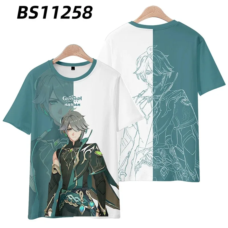 Anime Genshin Impact Alhaitham 3D Print T Shirt Women Men Summer Fashion O-neck Short Sleeve Funny Tshirt Graphic Tees Cosplay