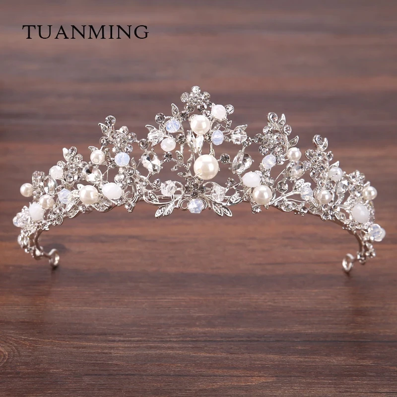 Wedding hair accessories bridal hair accessories pearl rhinestone tiaras and crowns for women bride