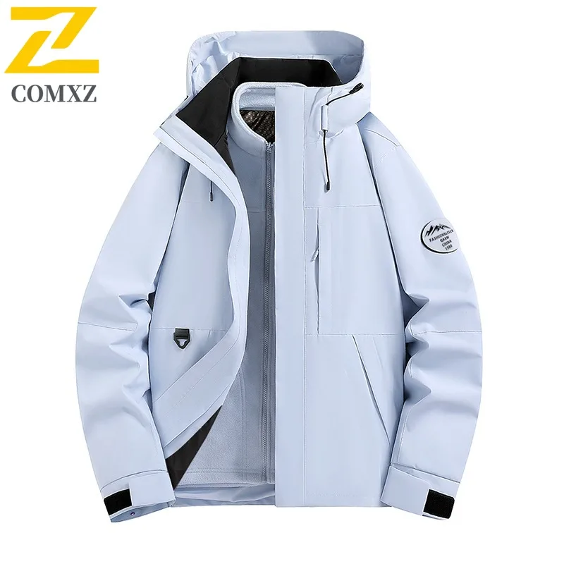 COMXZ Men Jacket Premium Hooded Outdoor Mountaineering Thickened Warm Parka 2025 Casual Daily Style Lightweight Winter Coat