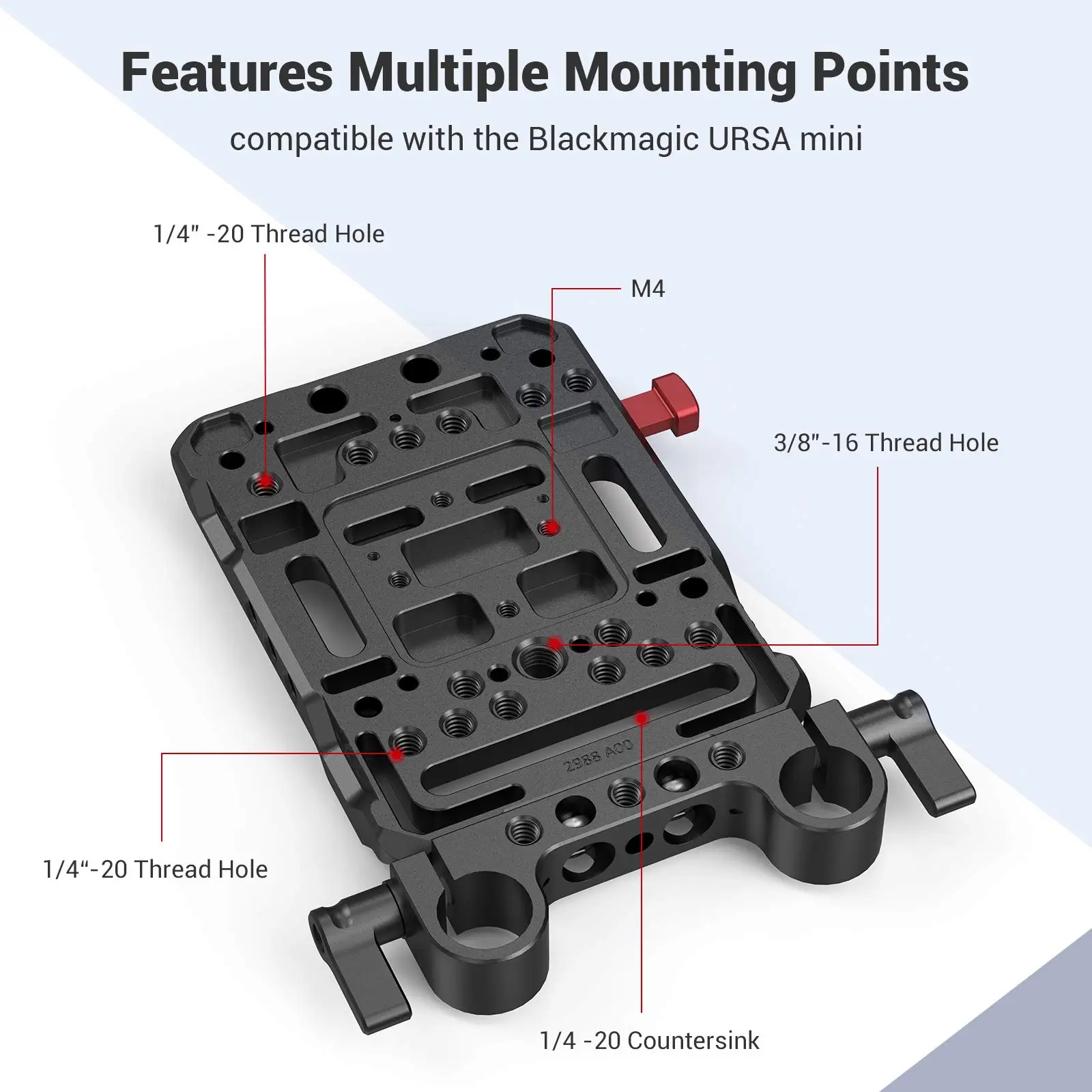 V Mount Battery Plate V-Lock Mount Battery Plate with Dual 15mm Rod Clamp for Ca