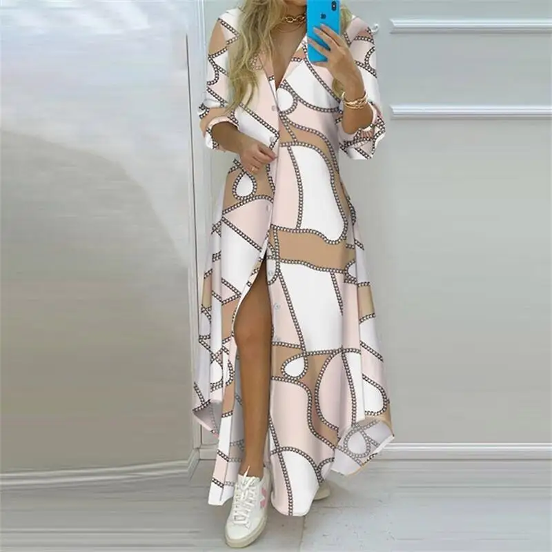 Robe maxi bohème au style décontracté et motifs uniques