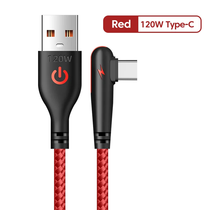 ตัวเลือกสินค้า สายชาร์จ USB-C 120W ข้อศอก 90 องศา ชาร์จเร็วสำหรับมือถือ