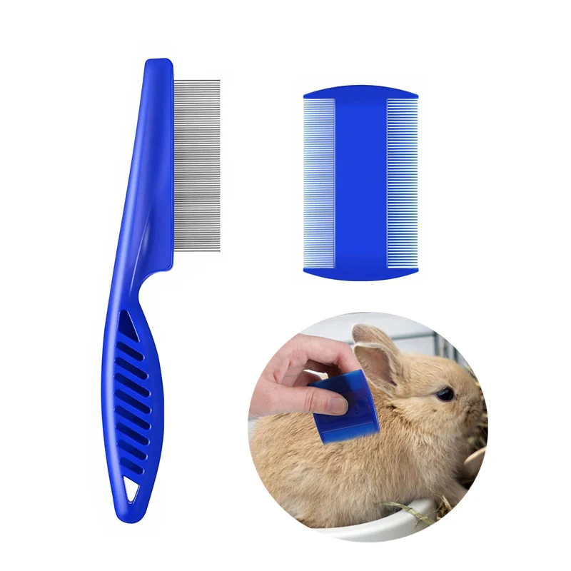 Rabbit grooming kit tear stain remover cleaning combs pet nail clipper double-sided shampoo bath brush for guinea pig bunny pet cleaning tools pet grooming comb